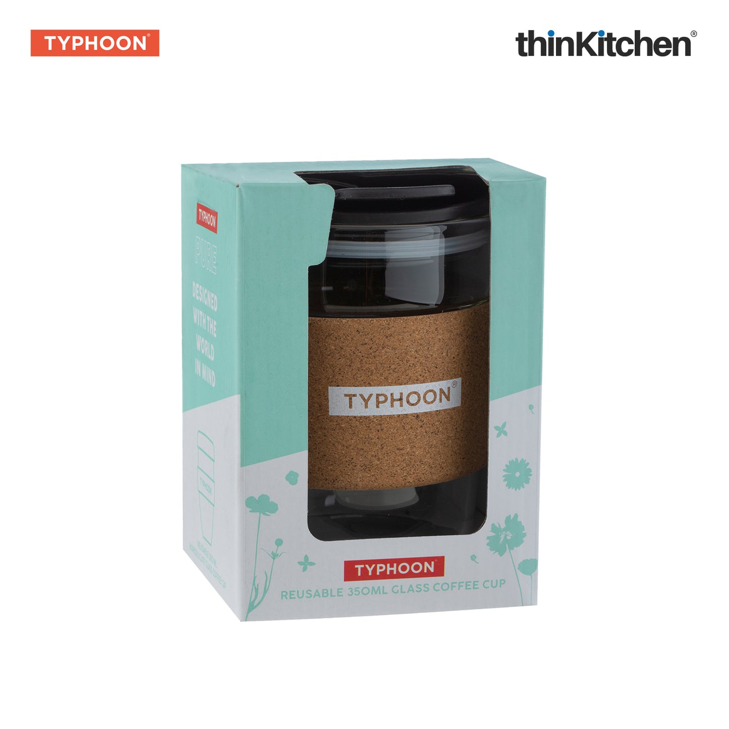 Typhoon Pure Botanics Glass Coffee Mug 350ml