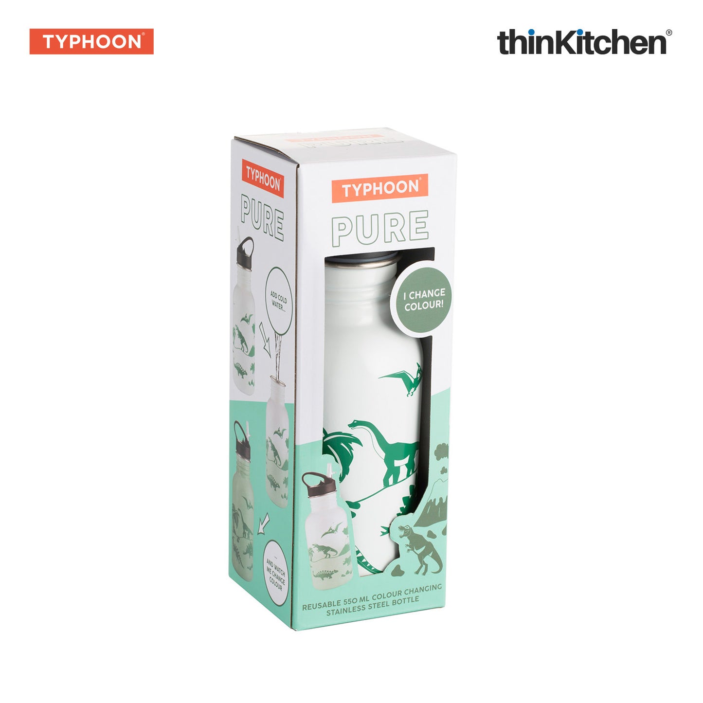 Combo Set of Zoku Bento Kids Lunch Box and Typhoon Pure Color-change Dinosaur Bottle