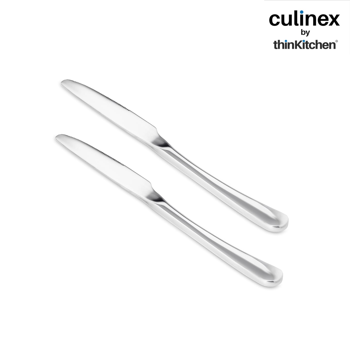 Premium Stainless Steel 8.5" Dinner Butter Knife Set of 2 for Dining, Home & Kitchen| Silver Rustproof Flatware By thinKitchen (Dora)