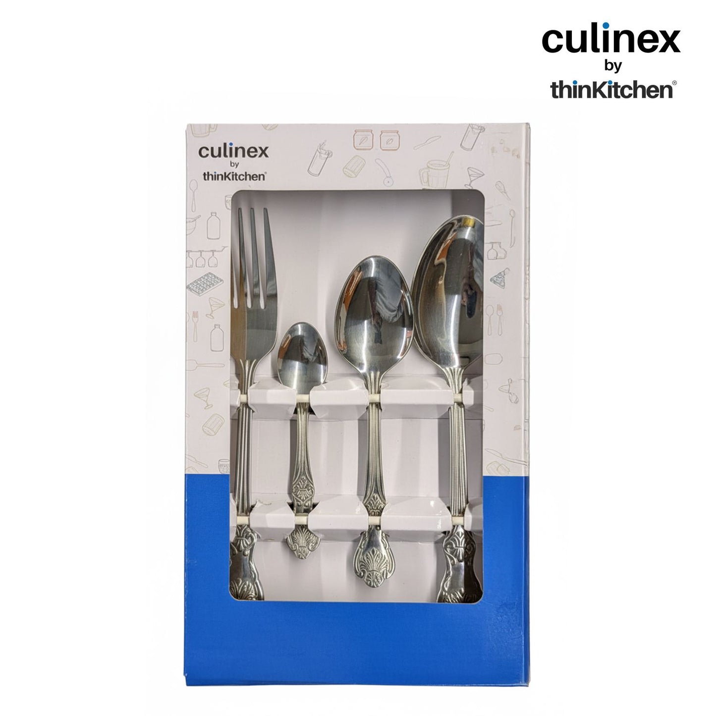 Culinex Premium Stainless Steel 18/8, 20-Piece Cutlery Set, Fest Classic|Set of 2 Service Spoon, 6 All purpose Spoon, Fork and Tea Spoon, Luxury Silver Rustproof Flatware By thinKitchen