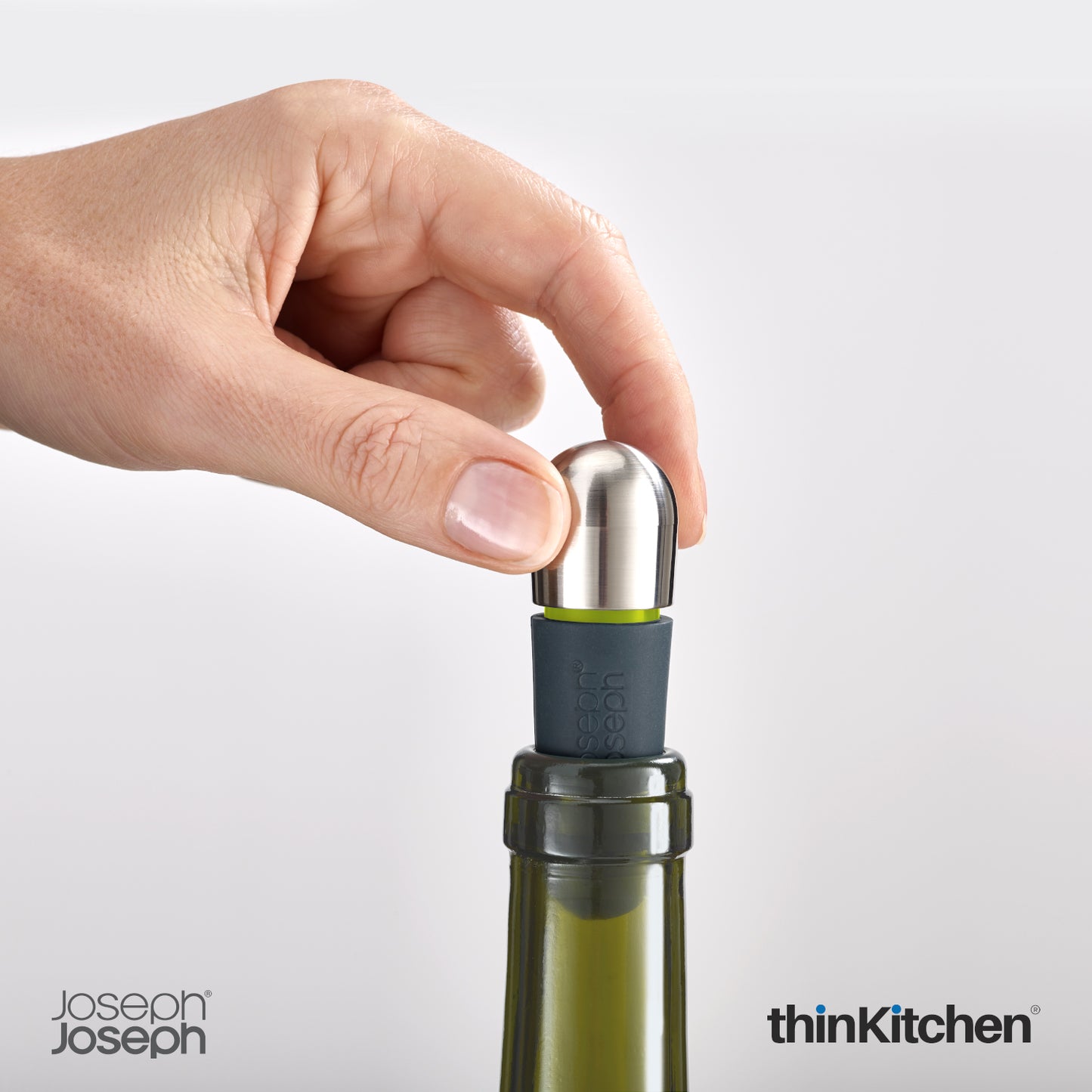 Joseph Joseph Barwise Twist Lock Wine Stoppers Set of 2 | Premium Wine Bottle Stoppers & Sealers | Airtight Leakproof Seal for Fresher Wine | Easy Twist-Lock Mechanism with Chrome-Plated Cap