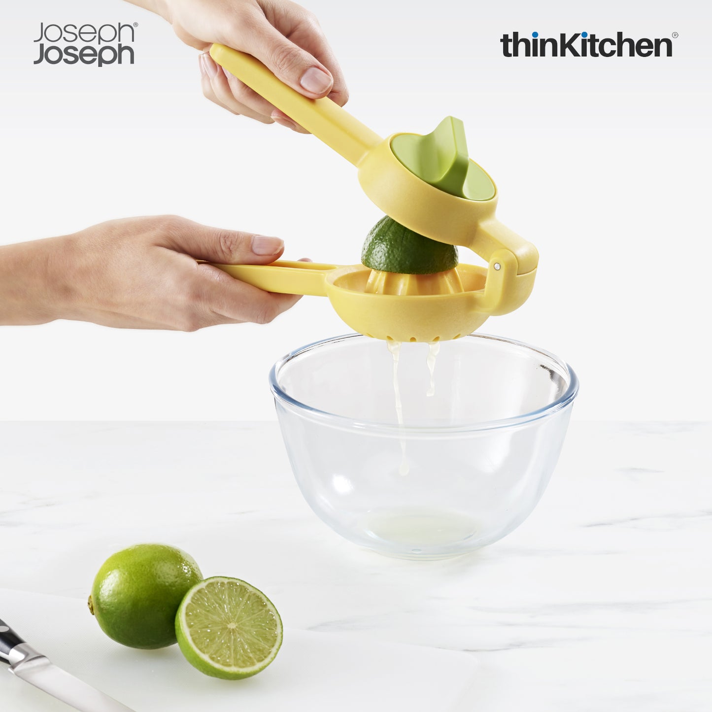 Joseph Joseph Juicemax Dual Action Citrus Press, Premium Manual Lemon Squeezer & Citrus Juicer, Easy-Squeeze Handles, Twist Reamer, Dishwasher Safe – Yellow