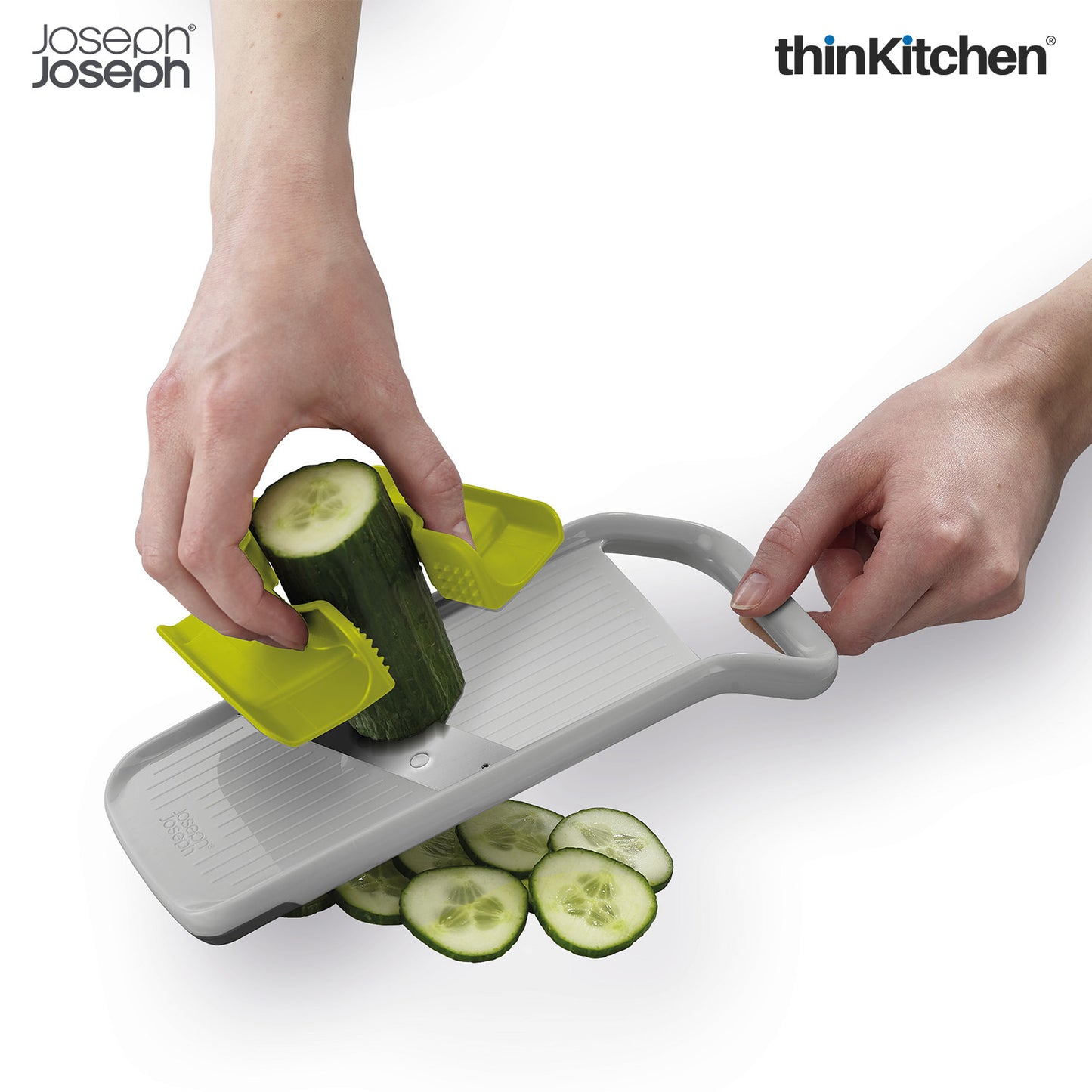 Joseph Joseph Duo Multi-Grip Mandoline, Fruit and Vegetable Slicer with Precision Food Grip, White