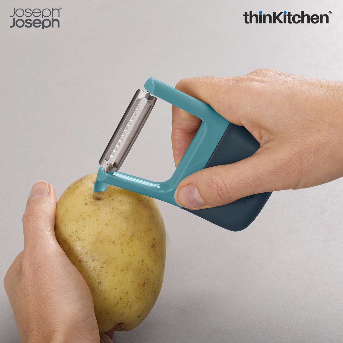 Joseph Joseph Duo Easy-Grip Julienne Peeler, Vegetable Kitchen Peeler and Potato-Eye Remover, Dark Opal