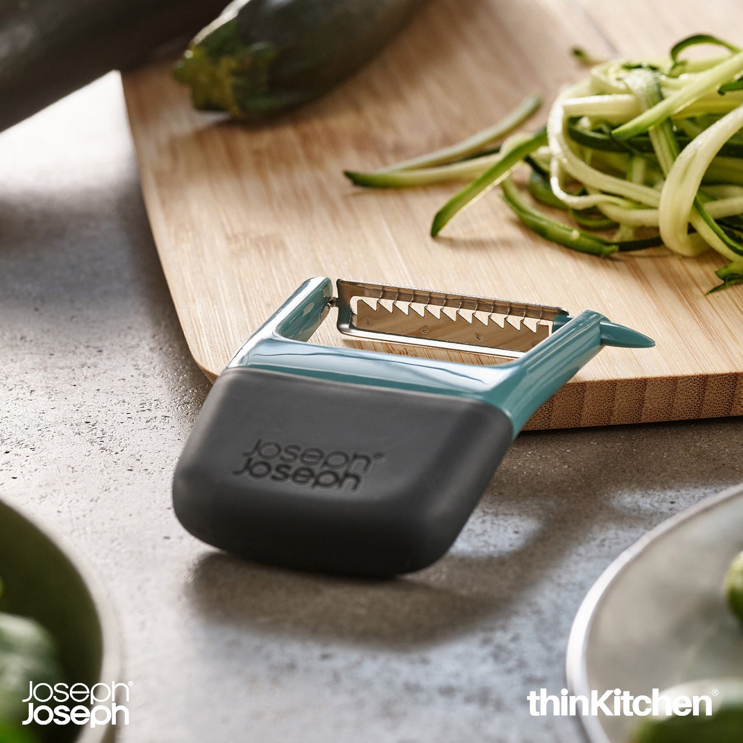 Joseph Joseph Duo Easy-Grip Julienne Peeler, Vegetable Kitchen Peeler and Potato-Eye Remover, Dark Opal