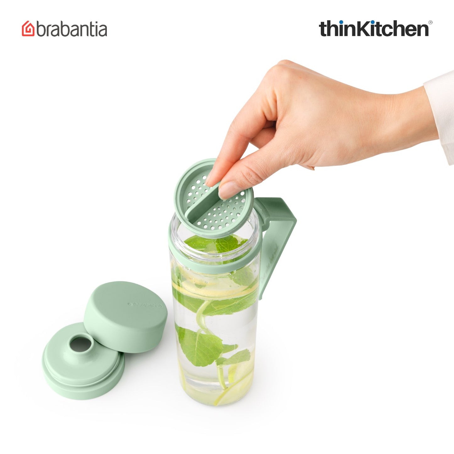Brabantia Make Take Water Bottle With Strainer 500 Ml Jade Green