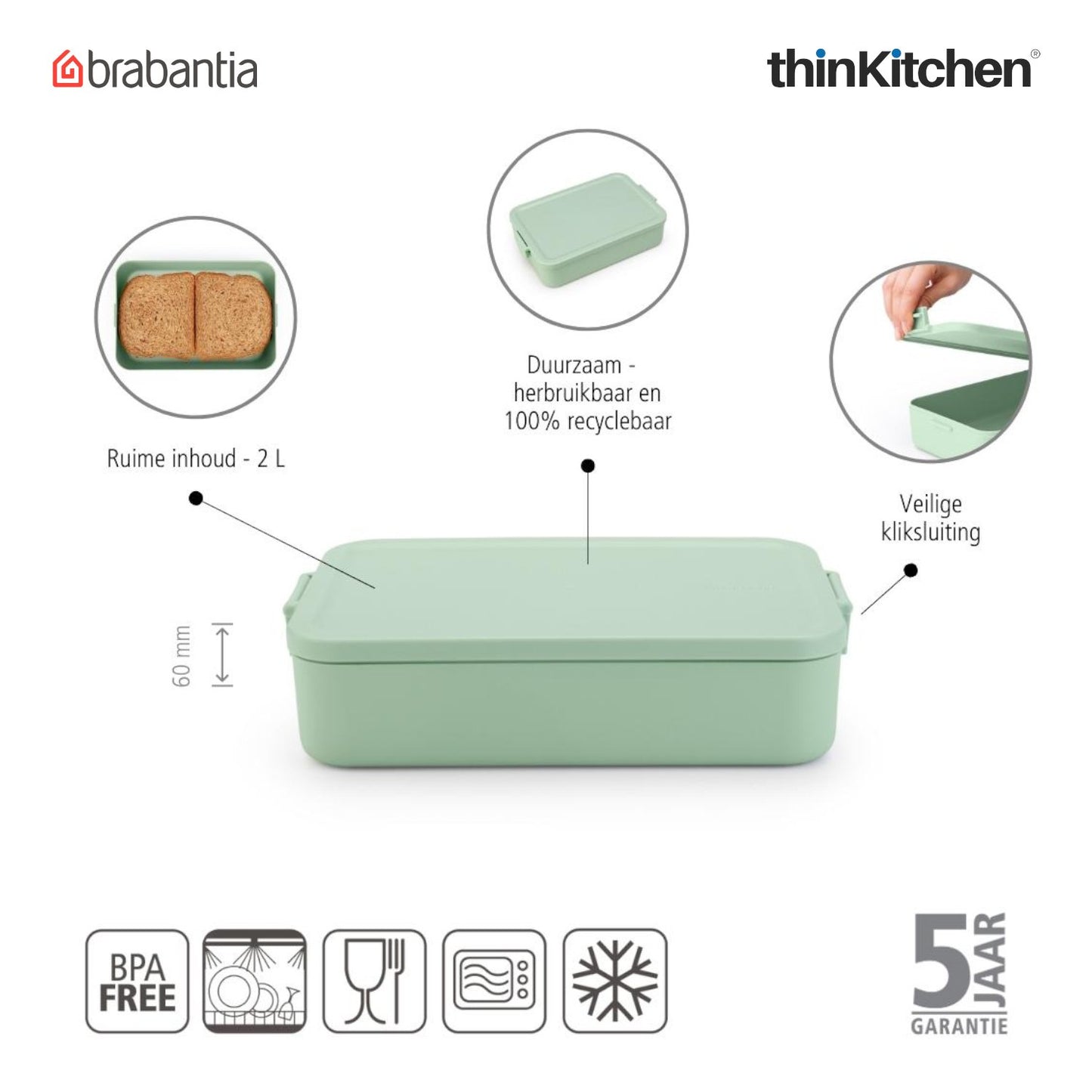 Brabantia Make Take Large Lunch Box Jade Green