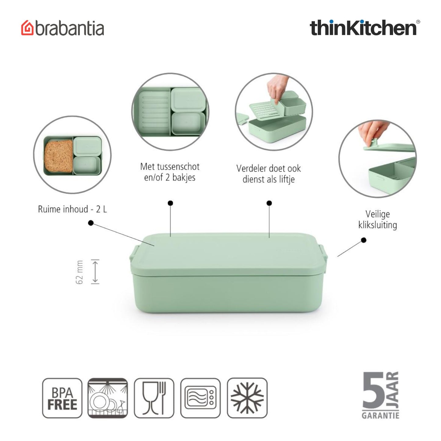 Brabantia Make Take Lunch Box Bento Large Jade Green