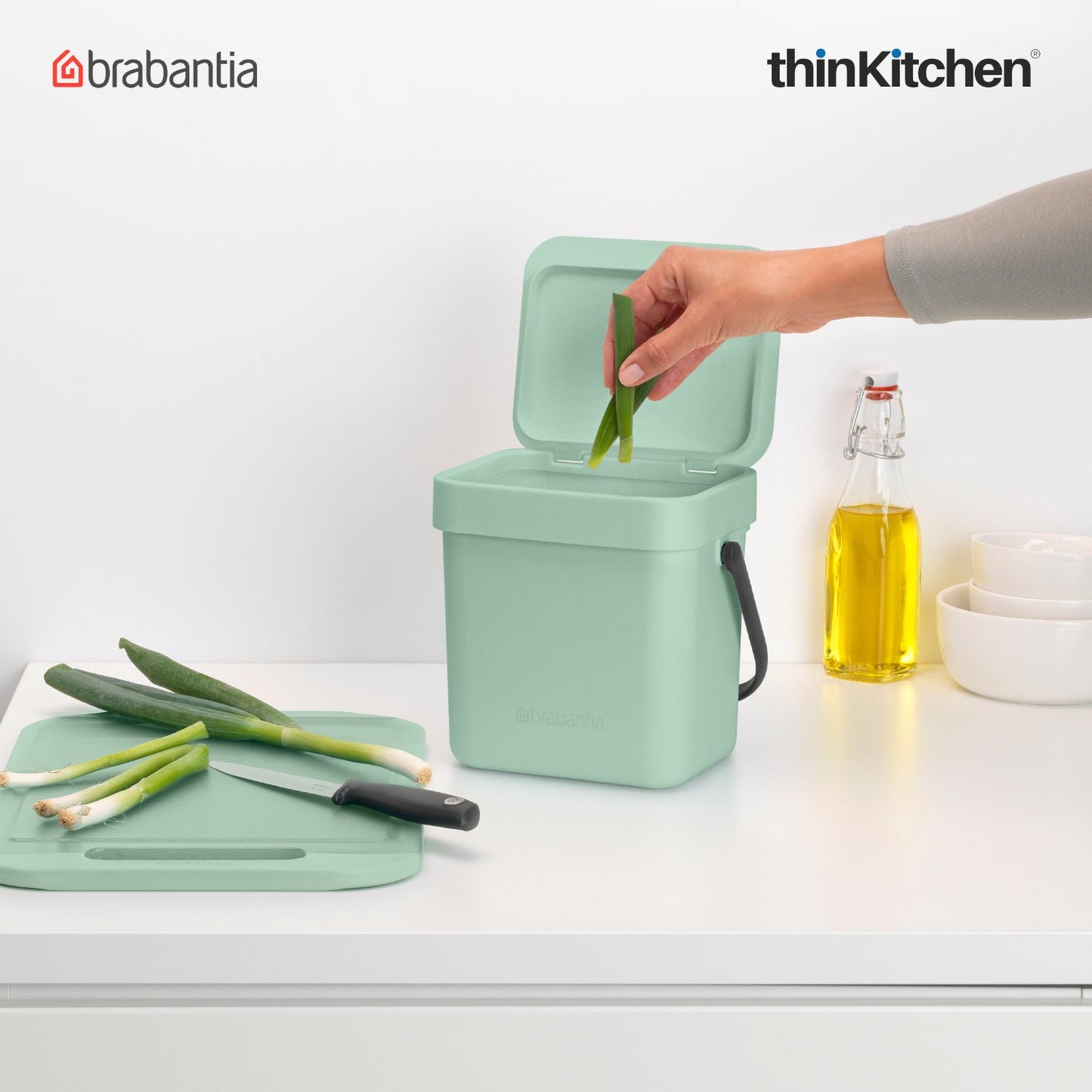 Brabantia, Sort&Go, Dustbin, Sort & Go Waste Bin, 3 Litre, Jade Green