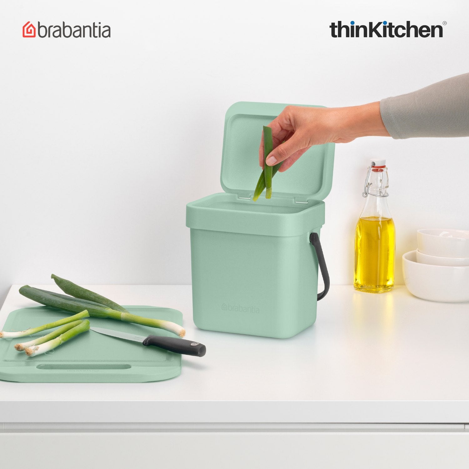 Brabantia, Sort&Go, Dustbin, Sort & Go Waste Bin, 3 Litre, Jade Green - 2