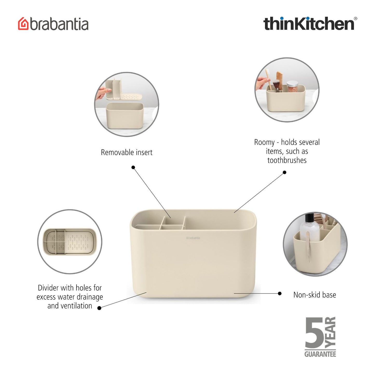 Brabantia Renew Bathroom Caddy Soft Beige