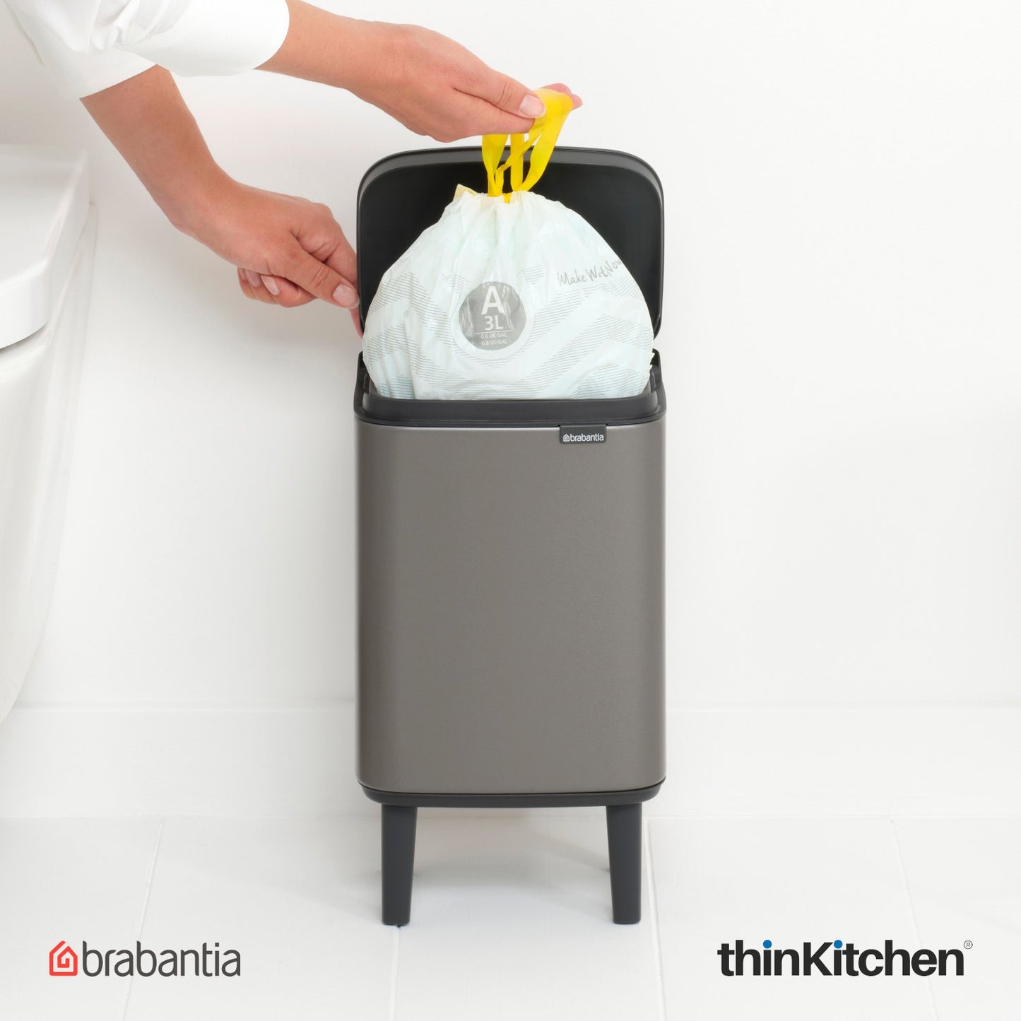 Brabantia Bo Waste Bin Hi 4 Litre Platinum