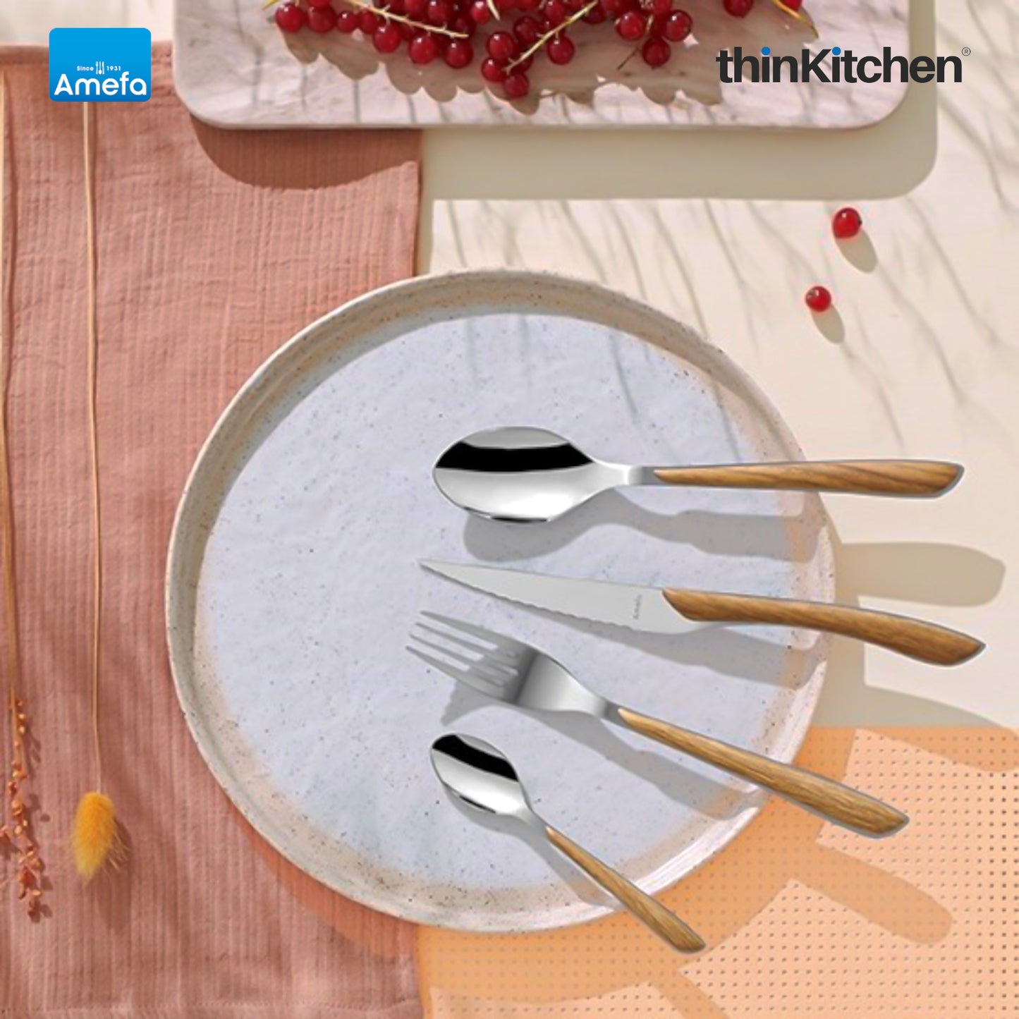 Amefa Eclat 16 Pcs Cutlery Set Wood Effect