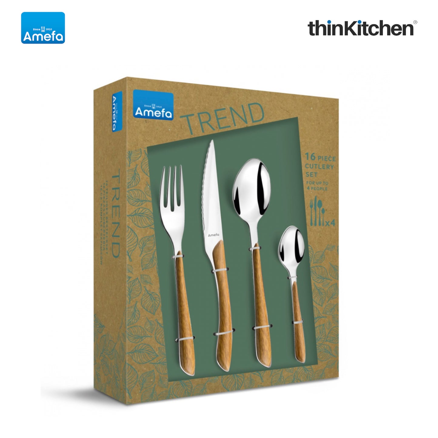 Amefa Eclat 16 Pcs Cutlery Set Wood Effect