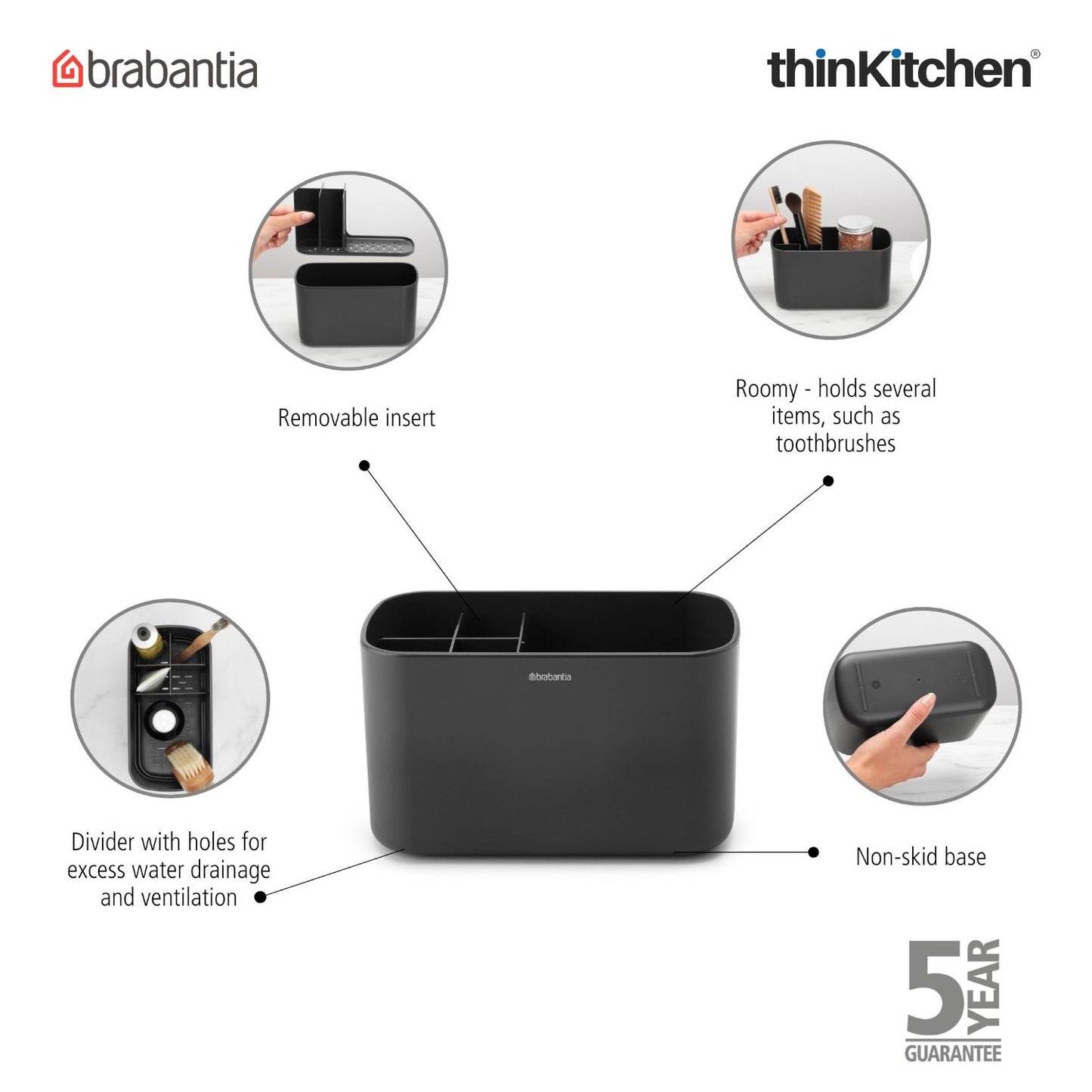 Brabantia Renew Bathroom Caddy Dark Grey