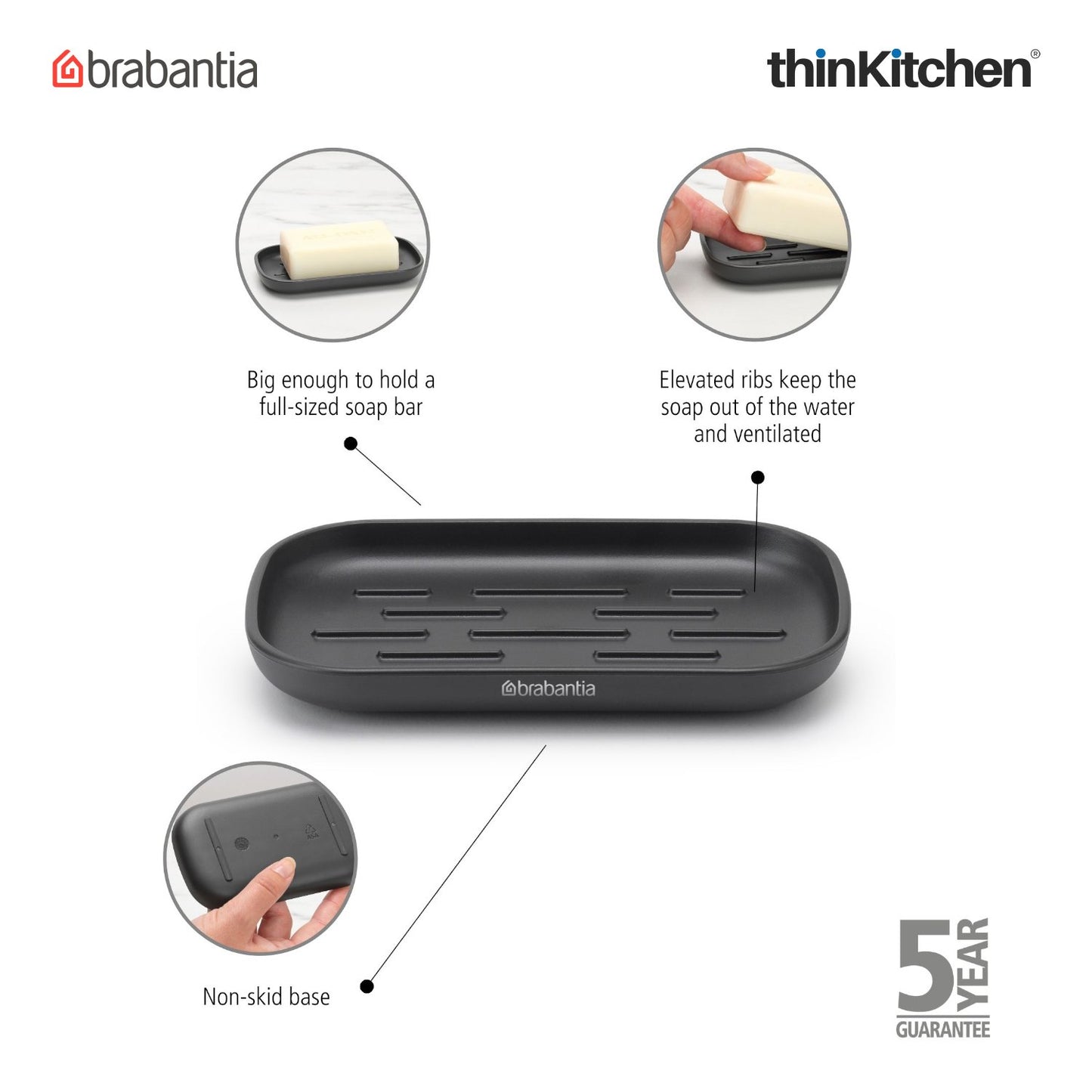 Brabantia Renew Soap Dish Dark Grey