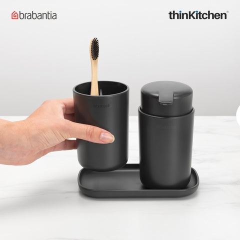Brabantia Renew Bathroom Accessory Set Of 3 Dark Grey