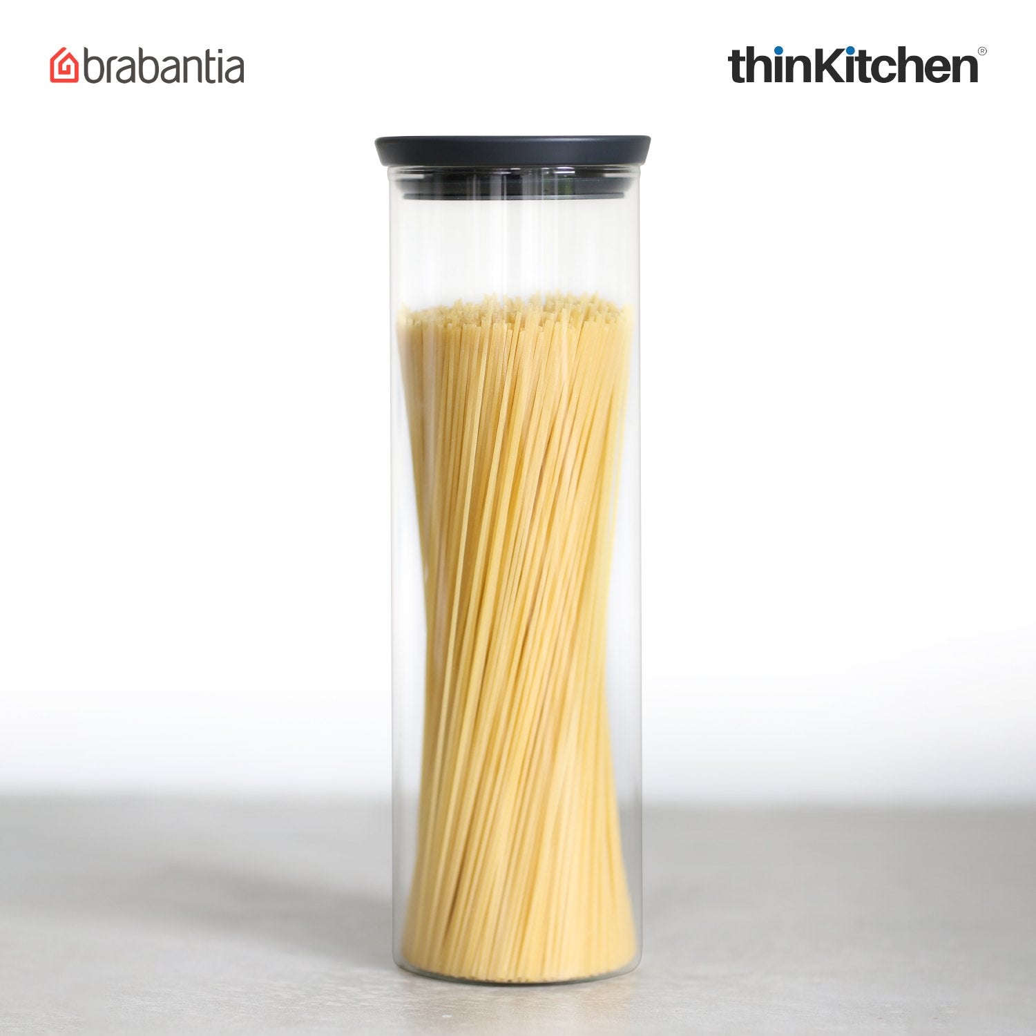 Brabantia Stackable Food Storage Glass Jar 1 9 Litre Dark Grey - 2