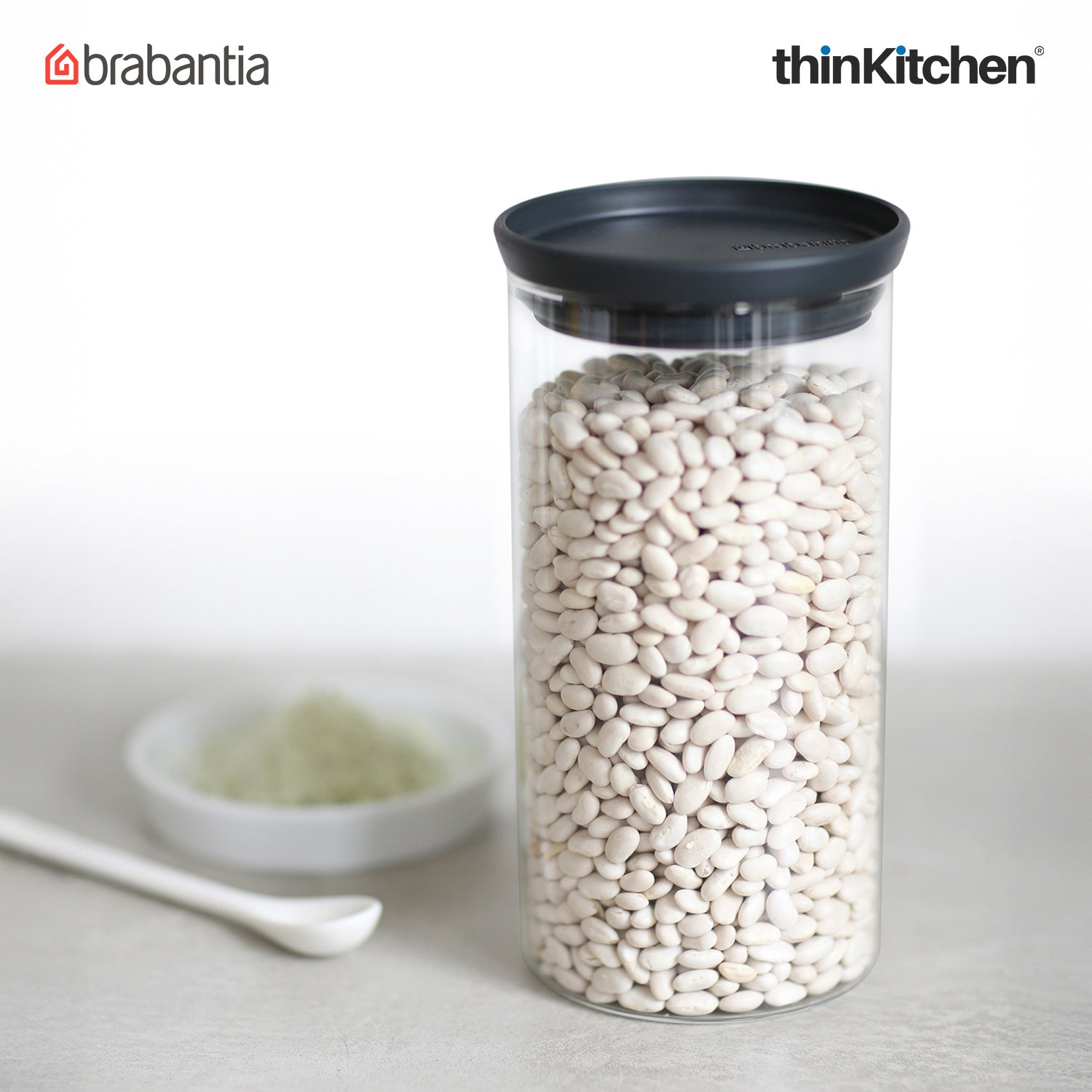Brabantia, Food Enjoyment, Stackable Glass Jar, Litre Dark