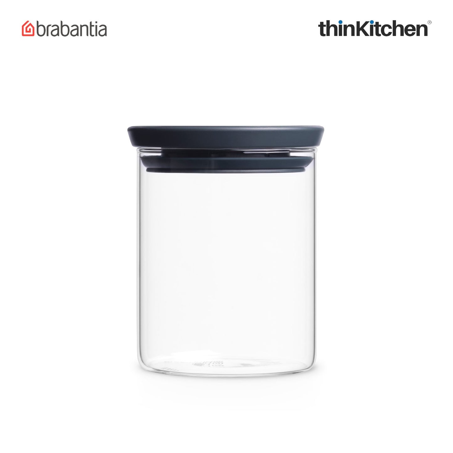 Brabantia Stackable Food Storage Glass Jar 0 6 Litre Dark Grey