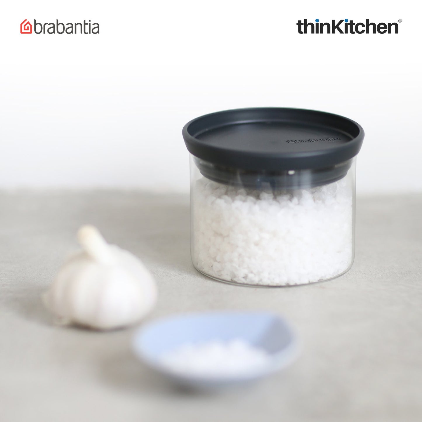 Brabantia Stackable Food Storage Glass Jar 0 3 Litre Dark Grey