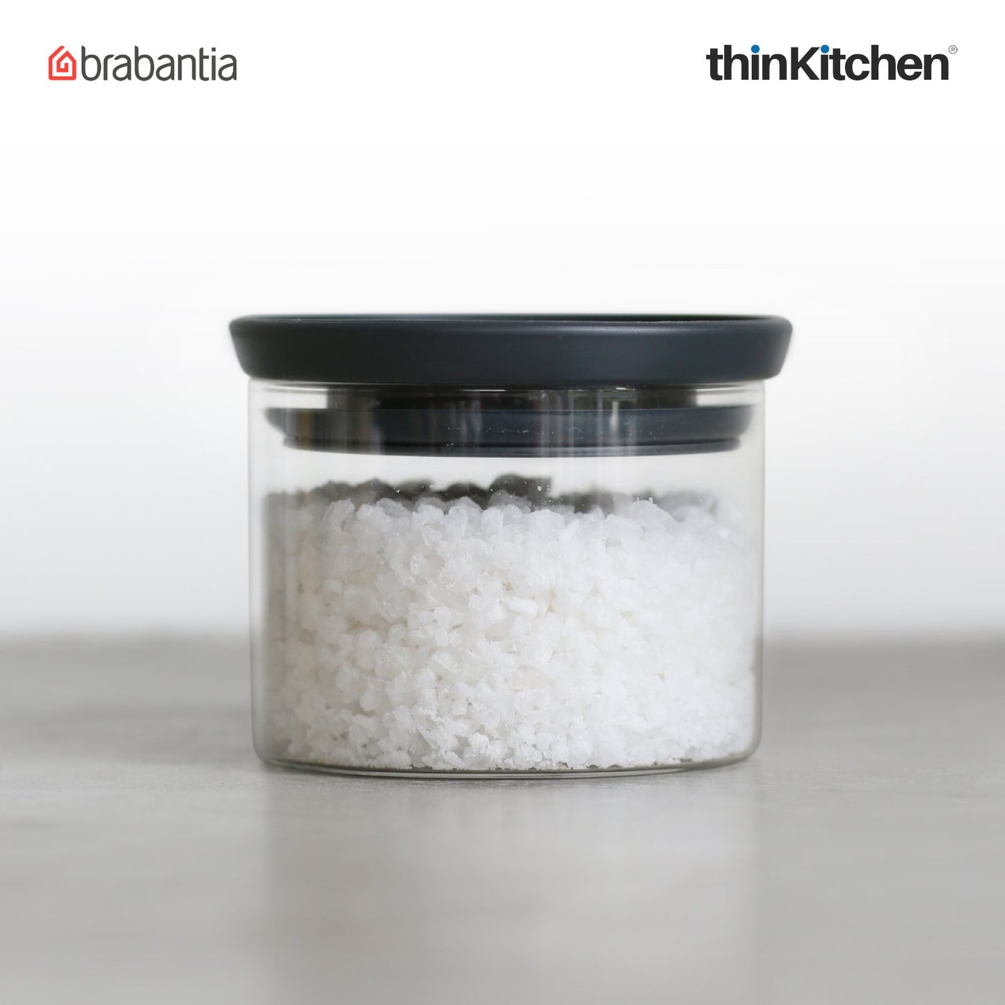 Brabantia Stackable Food Storage Glass Jar 0 3 Litre Dark Grey