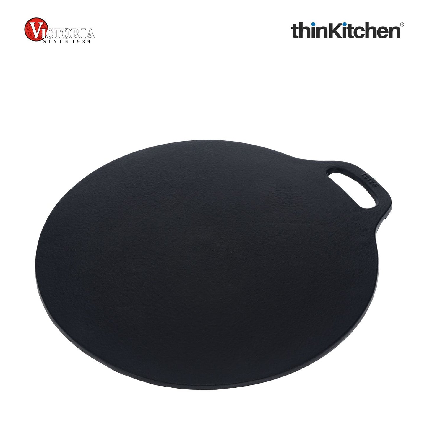Victoria 12-Inch Cast Iron Tawa Dosa Pan, Pizza Pan with a Loop Handle, Crepe Pan Preseasoned with Flaxseed Oil, Made in Colombia