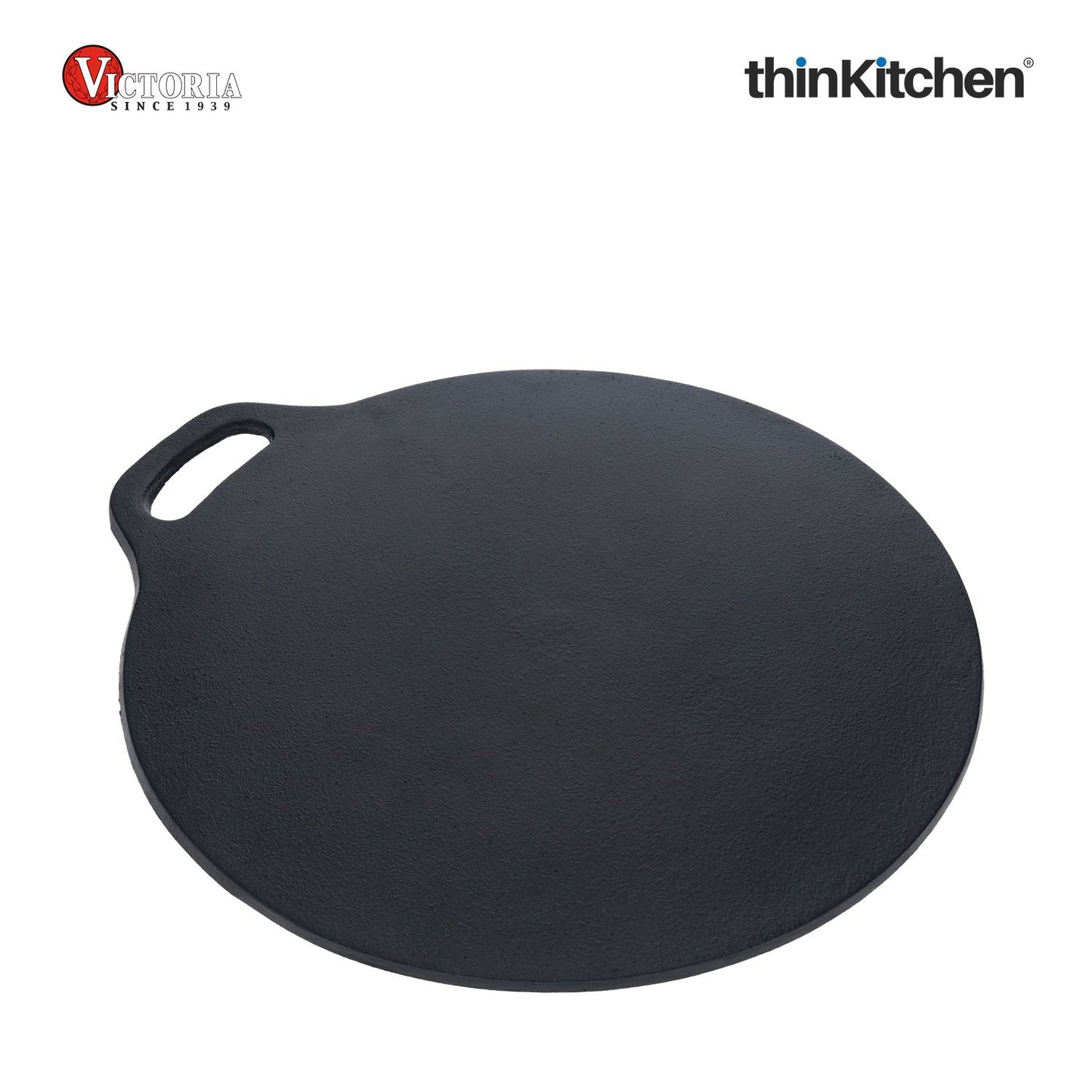 Victoria 12-Inch Cast Iron Tawa Dosa Pan, Pizza Pan with a Loop Handle, Crepe Pan Preseasoned with Flaxseed Oil, Made in Colombia