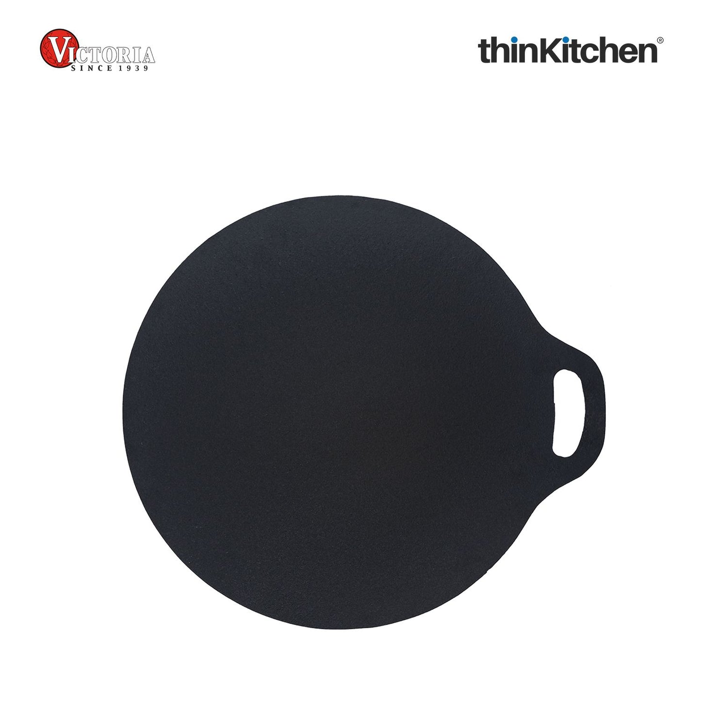 Victoria 12-Inch Cast Iron Tawa Dosa Pan, Pizza Pan with a Loop Handle, Crepe Pan Preseasoned with Flaxseed Oil, Made in Colombia