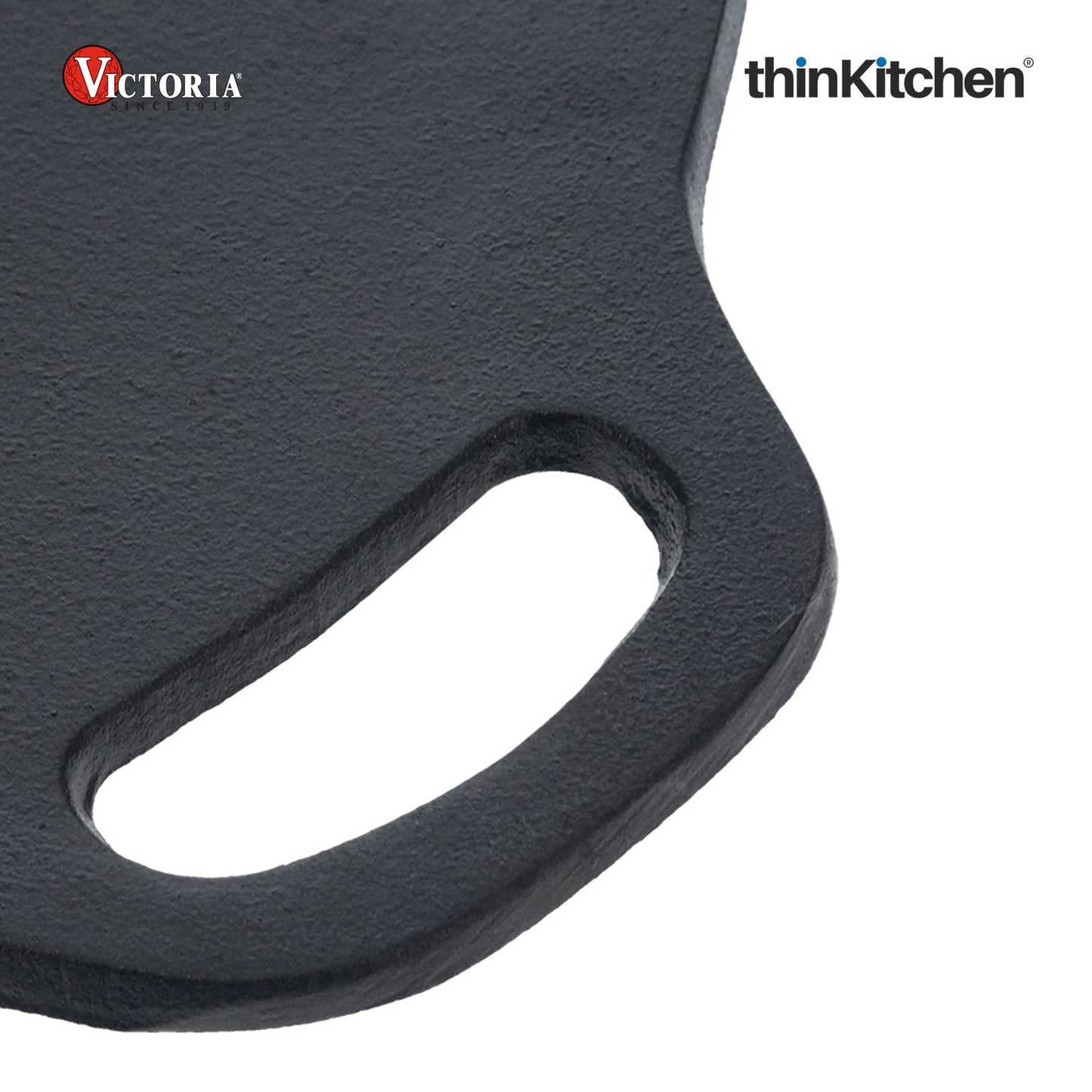 Victoria 12-Inch Cast Iron Tawa Dosa Pan, Pizza Pan with a Loop Handle, Crepe Pan Preseasoned with Flaxseed Oil, Made in Colombia