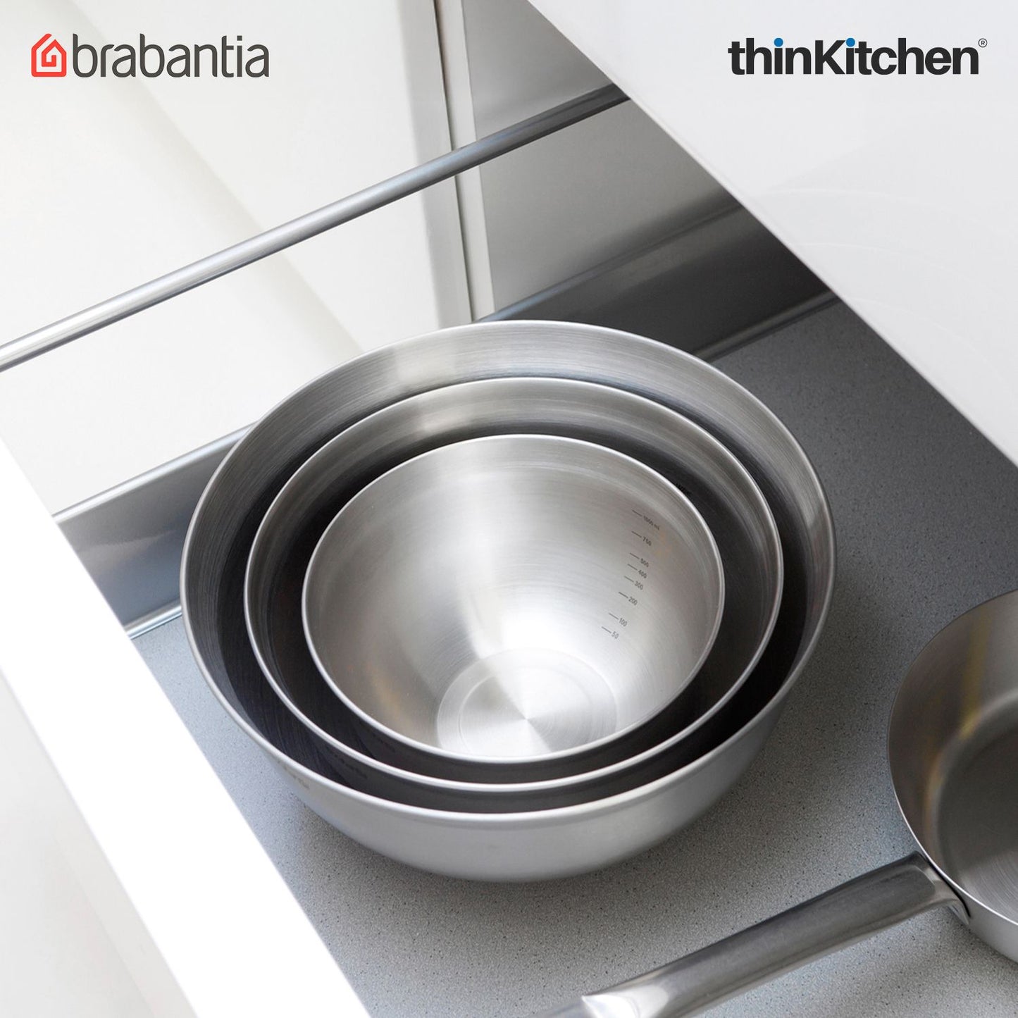 Brabantia Matt Steel Profile Mixing Bowl, 3.0L