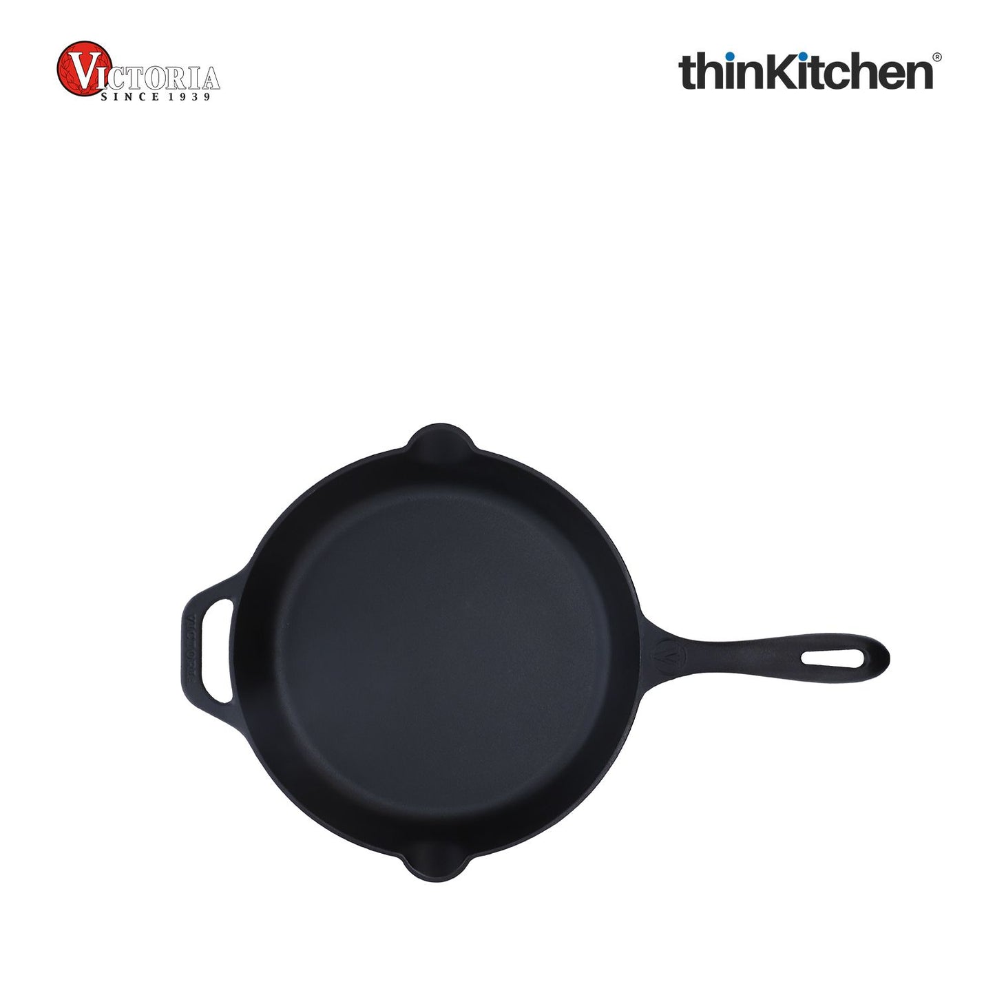 Victoria Cast Iron Skillet Large Frying Pan with Helper Handle Seasoned with 100% Kosher Certified Non-GMO Flaxseed Oil, 12 Inch, Black