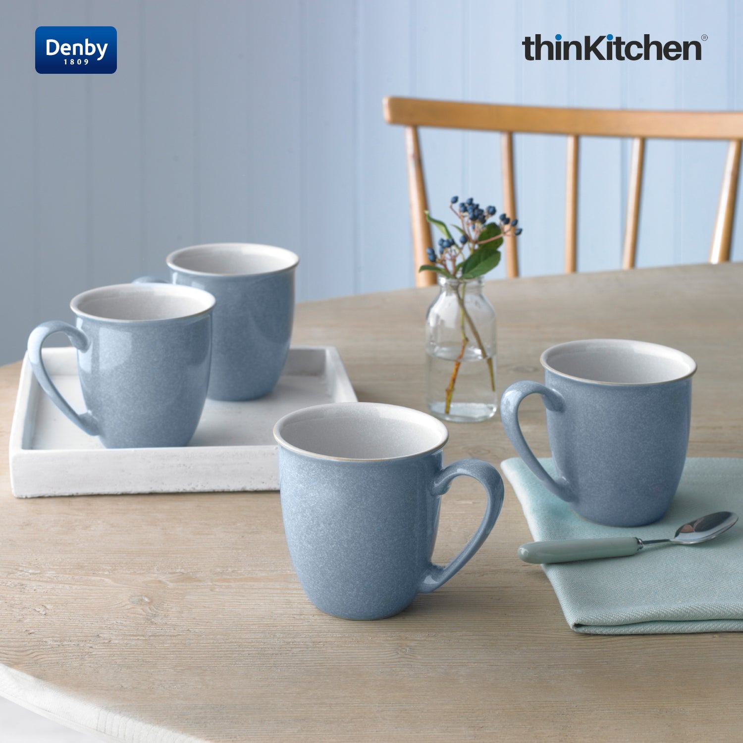 Denby Elements Blue 4 Piece Coffee Beaker/Mug Set, Buy, Online, India, thinKitchen