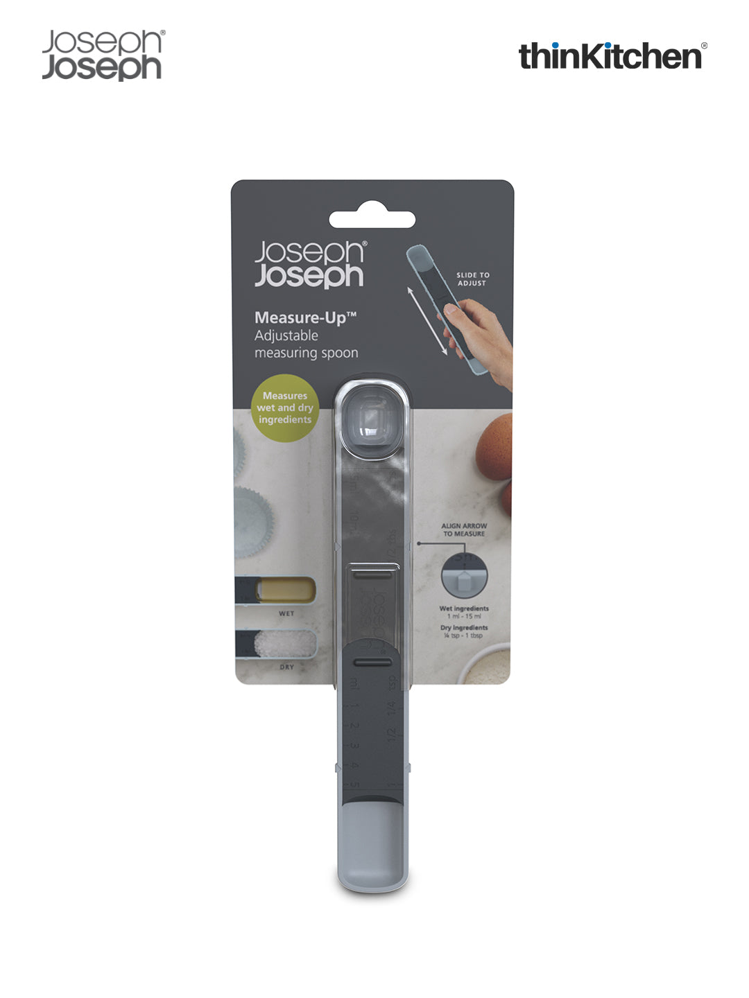 Joseph Joseph Adjustable Compact Measuring Spoon for Wet & Dry Ingredients, – Blue | UK Crafted For thinKitchen