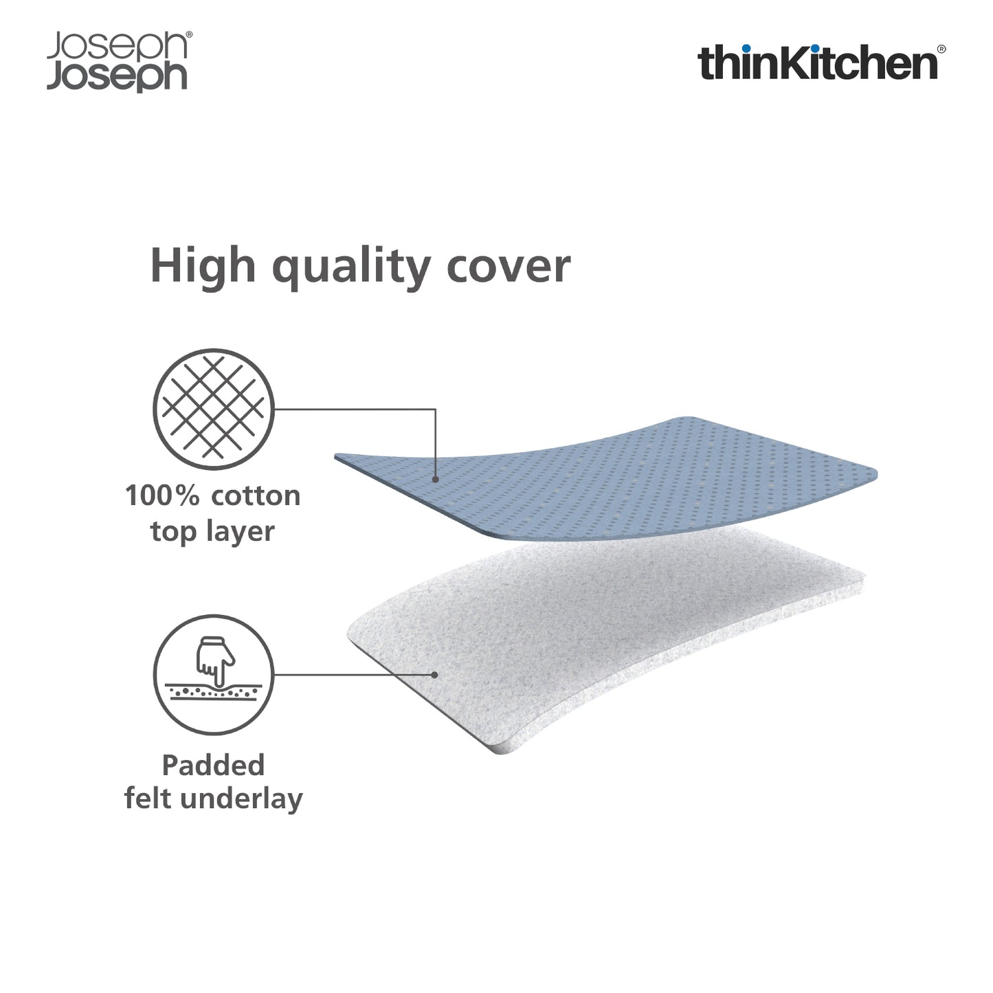 Joseph Joseph Pocket Folding Table Top Ironing Board – Grey | Compact Wall-Mounted Ironing Board with Iron Storage & Cotton Cover