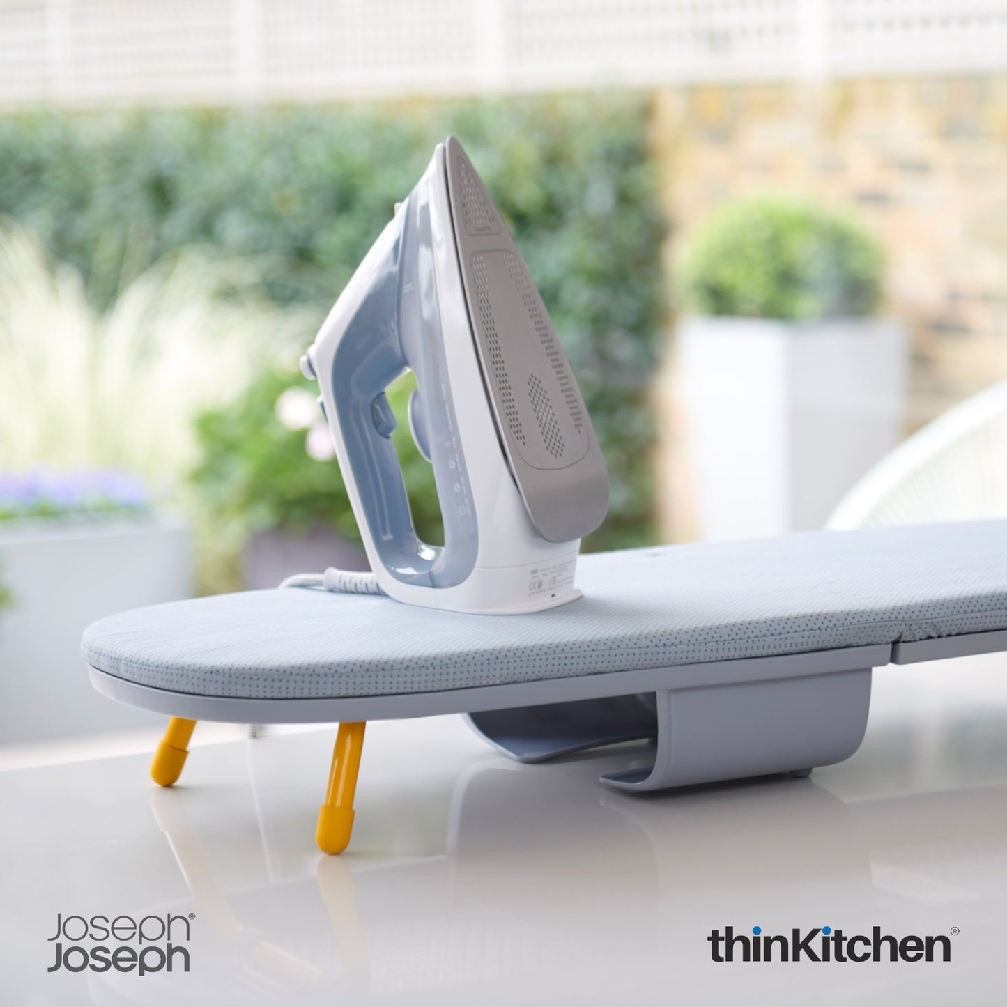 Joseph Joseph Pocket Folding Table Top Ironing Board – Grey | Compact Wall-Mounted Ironing Board with Iron Storage & Cotton Cover