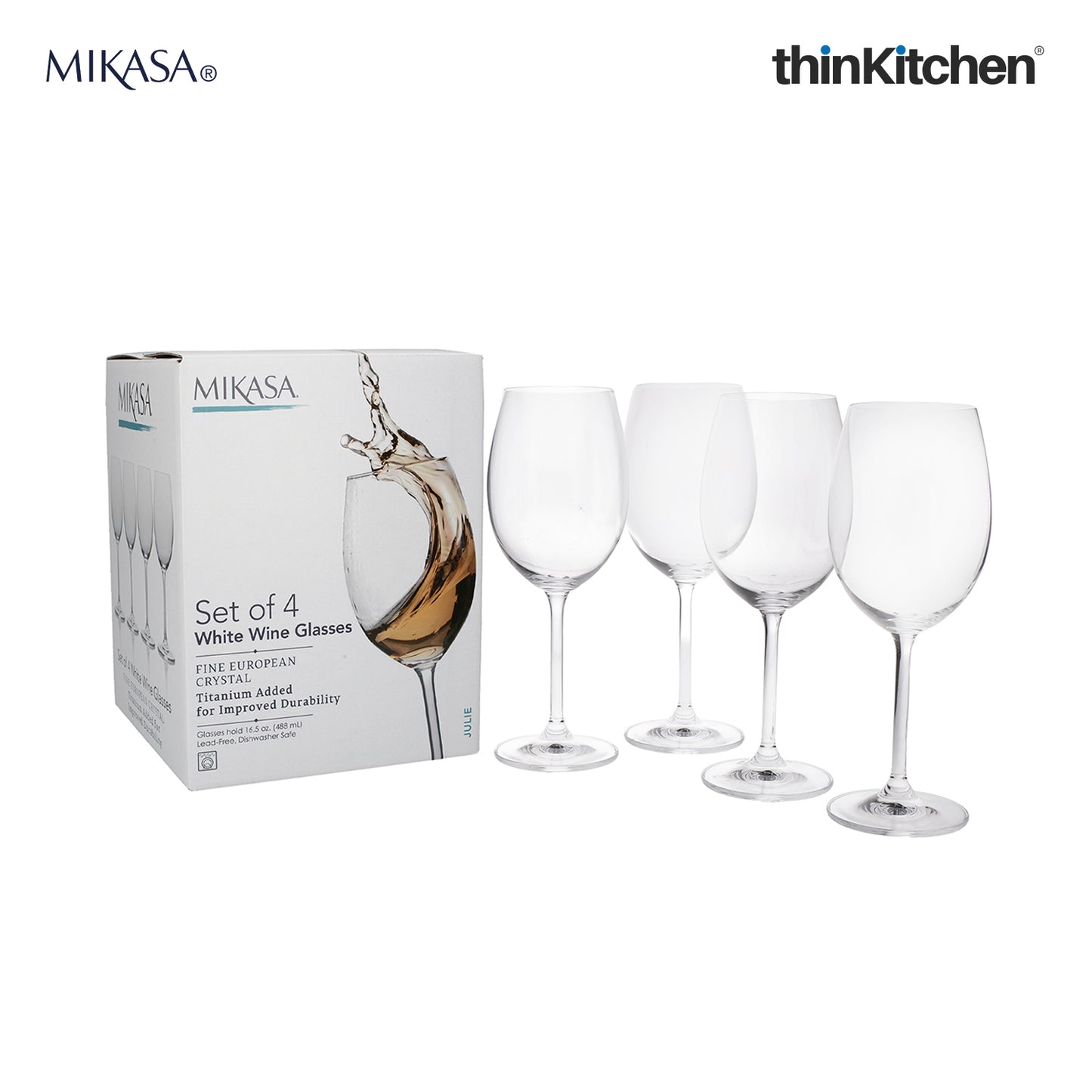 Mikasa Julie White Wine Glasses Set Of 4 468ml
