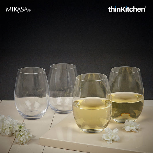 Mikasa Glassware Julie Set Of 4 Stemless Wine Glasses, 561ml, Gift Boxed