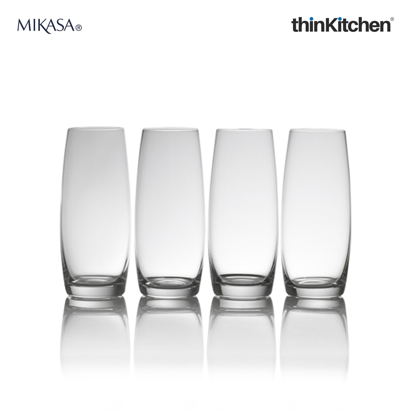 Mikasa Julie Stemless Flute Glasses – Set of 4 | Premium European Lead-Free Crystal Champagne & Wine Glasses | Durable Titanium-Reinforced Stemless Glassware for Elegant Entertaining