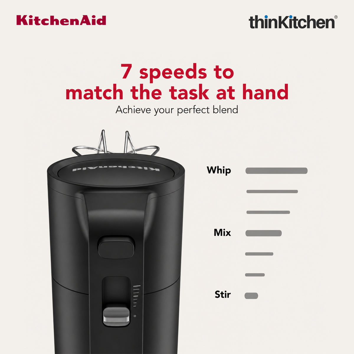KitchenAid Go Cordless 7-Speed Electric Hand Mixer, Black Matte (Battery Sold Separately)