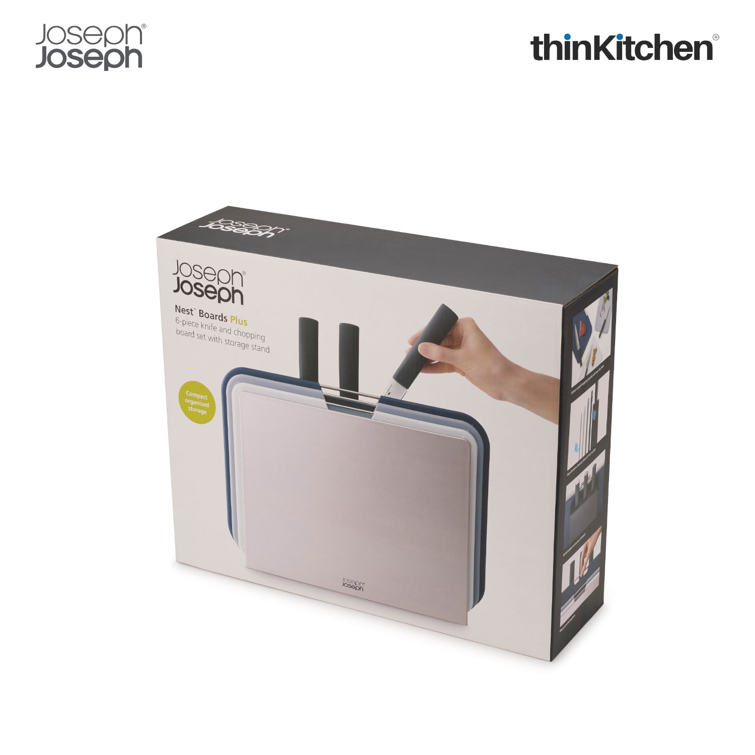 Joseph Joseph Nest Boards Plus 6-Piece Knife & Cutting Board Set – Premium Colour-Coded Chopping Boards & Knives with Storage Stand - 15