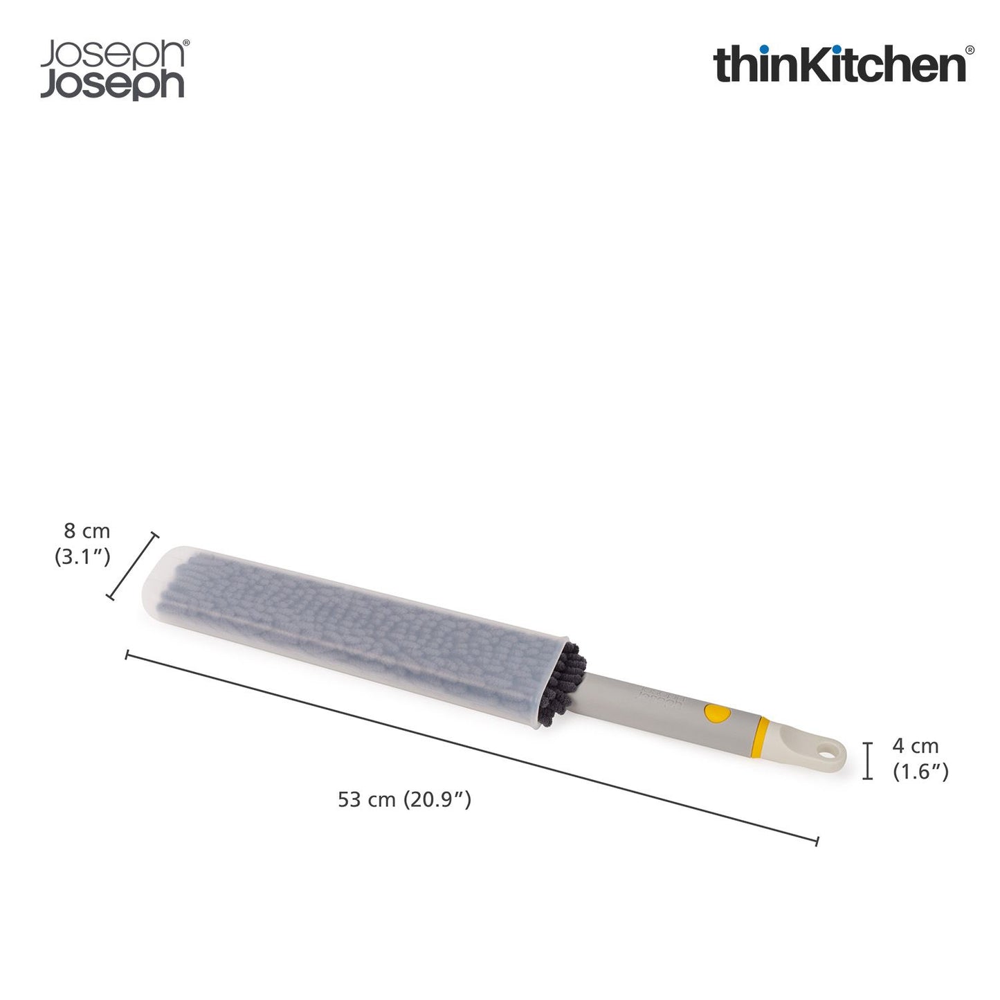 Joseph Joseph CleanTech 3-in-1 Duster with Storage Sheath and Duster Head Cleaning Tool, Light Stone