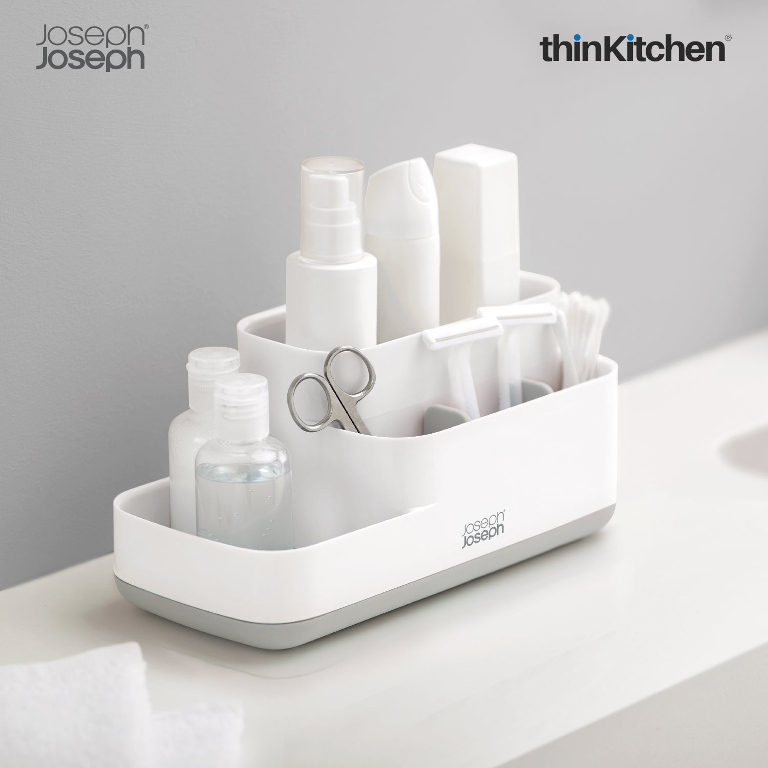 Joseph Joseph Easystore Bathroom Caddy Grey | Compact Organizer with Multi-Size Compartments | Stylish Storage for Makeup, Grooming Tools & Essentials - 6