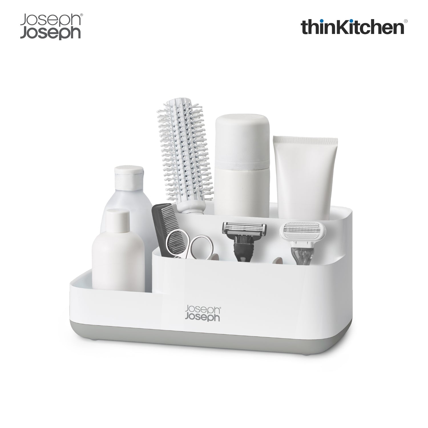 Joseph Joseph Easystore Bathroom Caddy Grey | Compact Organizer with Multi-Size Compartments | Stylish Storage for Makeup, Grooming Tools & Essentials - 4