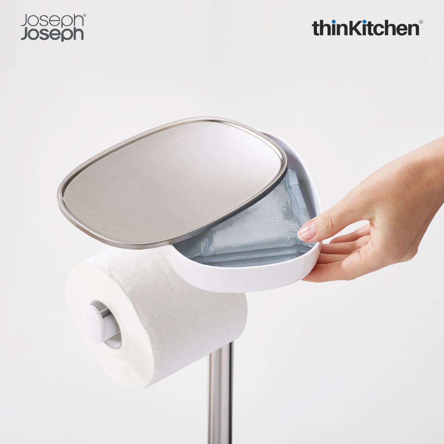 Joseph Joseph Easystore Toilet Paper Holder With Flex Steel Toilet Brush