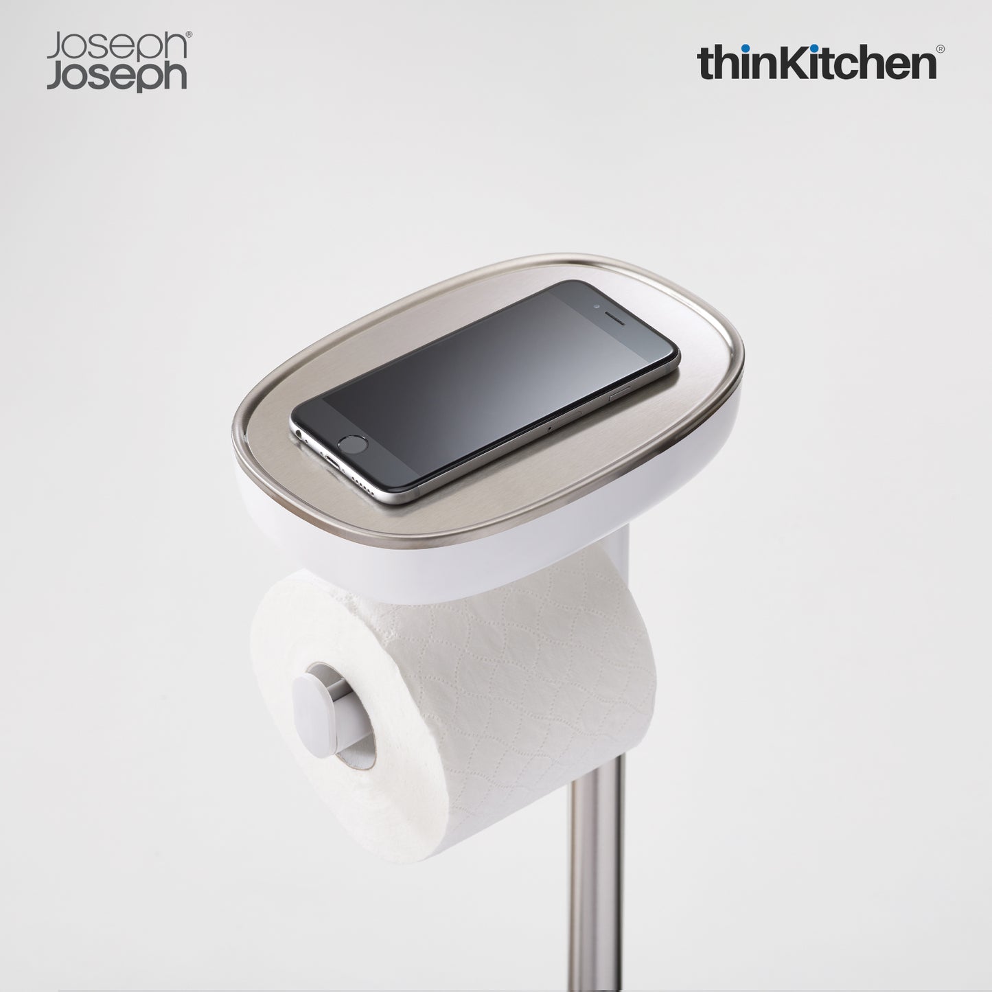 Joseph Joseph Easystore Toilet Paper Holder With Flex Steel Toilet Brush
