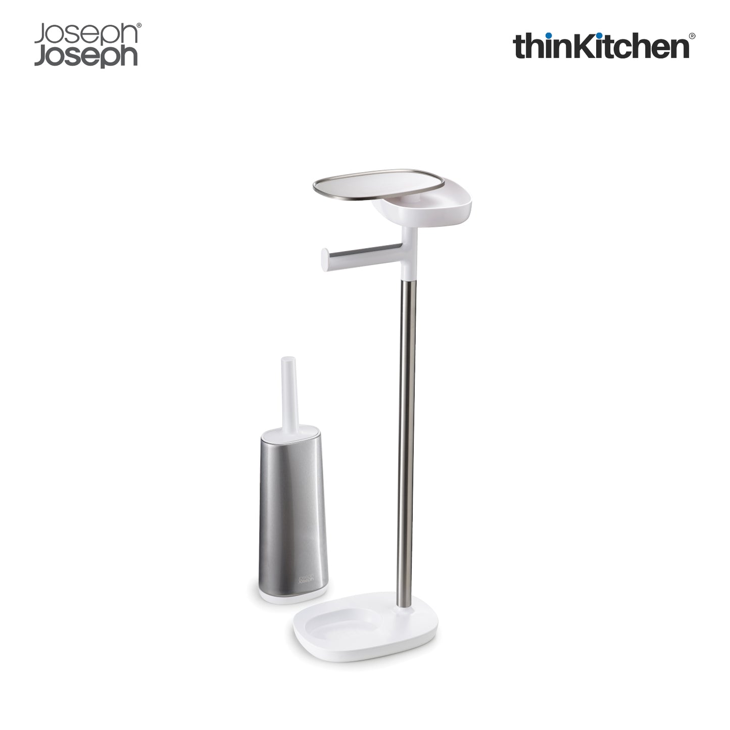 Joseph Joseph Easystore Toilet Paper Holder With Flex Steel Toilet Brush