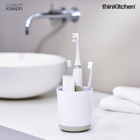Joseph Joseph Duo Detachable Toothbrush Caddy - Small | Compact Bathroom Sink Organizer , White