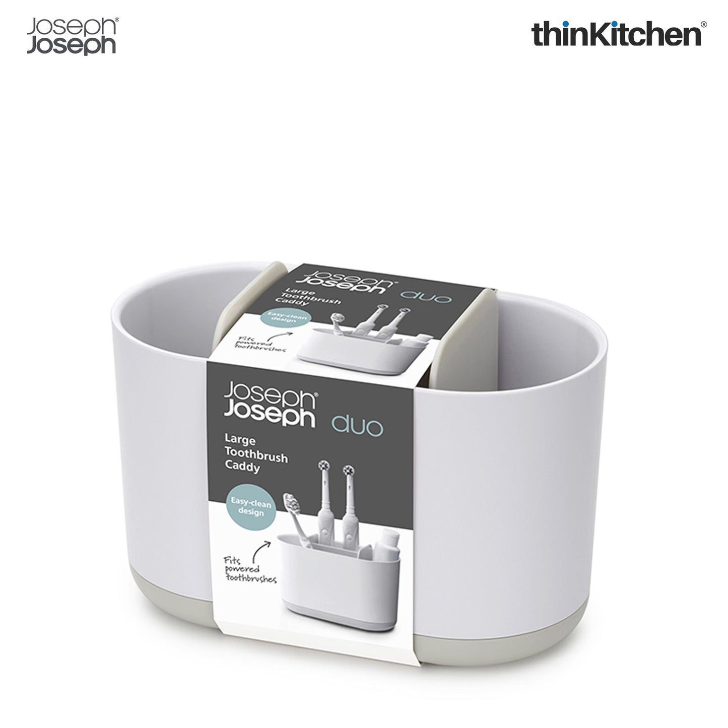Premium Duo Detachable Toothbrush Caddy - Large | Bathroom Sink Organizer with Partitions , White