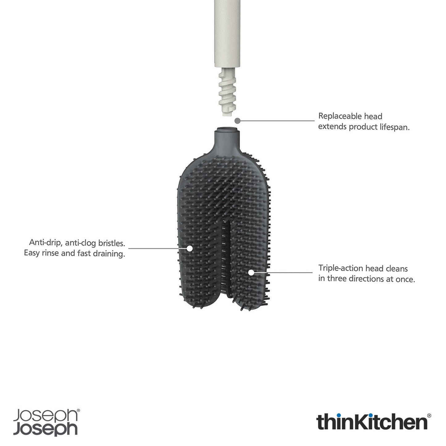 Joseph Joseph Flex 360 Advanced Toilet Brush with Matte Finish – Triple-Action Cleaning, Anti-Clog Bristles & Smart Hygienic Design